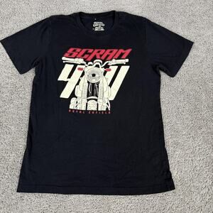 Royal Enfield Scram 411 Shirt Mens Medium Black Crew Motorcycle Graphic Tee